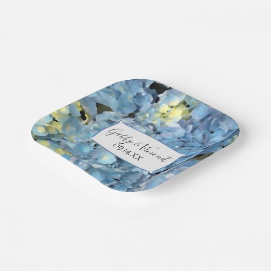 Blue Hydrangea Floral Wedding Papieren Bordje (Gebogen)