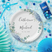 Blue Hydrangea Floral Wedding  Papieren Bordje (Feest)