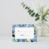 Blue Hydrangea Floral Wedding Place Cards Plaatskaartje (Staand voorkant)