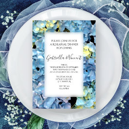Blue Hydrangea Floral Wedding Rehearsal Dinner Kaart