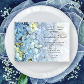 Blue Hydrangea Floral Wedding Rehearsal Dinner Kaart