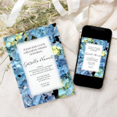 Blue Hydrangea Floral Wedding Rehearsal Dinner Kaart