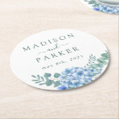Blue Hydrangea Floral Wedding Ronde Kartonnen Onderzetter (Gebogen)