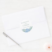 Blue Hydrangea Floral Wedding Ronde Sticker (Envelop)