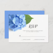 Blue Hydrangea Floral Wedding RSVP Kaartje (Voorkant / Achterkant)