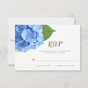 Blue Hydrangea Floral Wedding RSVP Kaartje