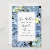 Blue Hydrangea Floral Wedding Save the Date (Voorkant)