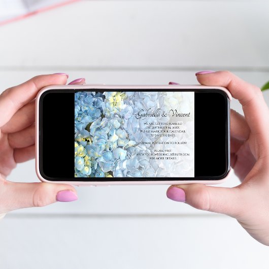 Blue Hydrangea Floral Wedding Save the Date