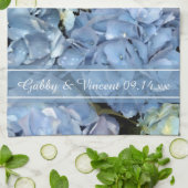 Blue Hydrangea Floral Wedding Save the Date Theedoek (Gevouwen)