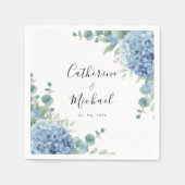 Blue Hydrangea Floral Wedding Servet (Voorkant)