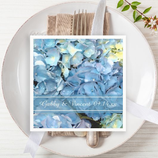 Blue Hydrangea Floral Wedding Servetten