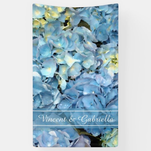 Blue Hydrangea Floral Wedding Spandoek (Verticaal)