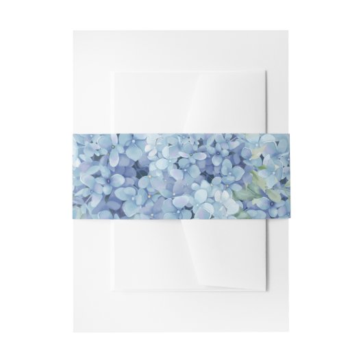 Blue Hydrangea Floral Wedding  Uitnodigingen Wikkel (Voorkant Voorbeeld)