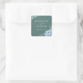 Blue Hydrangea Floral Wedding Vierkante Sticker (Tas)