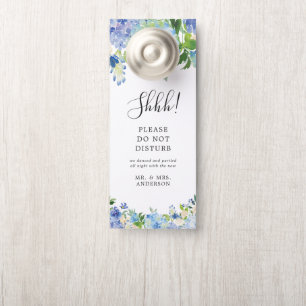 Blue Hydrangea Floral Wedding Welcome Deur Hanger