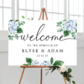 Blue Hydrangea Floral Wedding Welcome Sign Poster