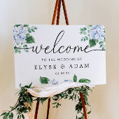 Blue Hydrangea Floral Wedding Welcome Sign Poster