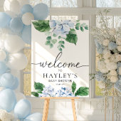 Blue Hydrangea Floral Welcome Sign Poster
