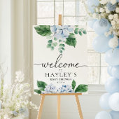 Blue Hydrangea Floral Welcome Sign Poster