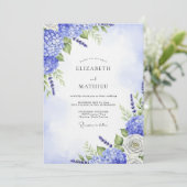 Blue Hydrangea Floral Whimsy Wedding Kaart (Staand voorkant)