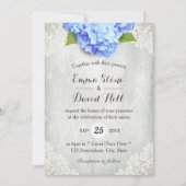  Blue Hydrangea Floral White Lace Wedding Kaart (Voorkant)