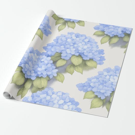 Blue Hydrangea Floral Wrap Roll – Boutique Cadeaupapier (Uitgerold)