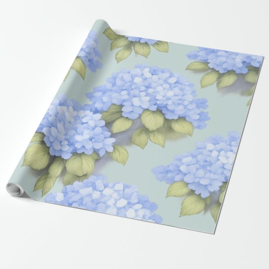 Blue Hydrangea Floral Wrapping Paper – Boutique  Cadeaupapier (Uitgerold)