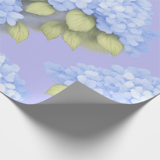 Blue Hydrangea Floral Wrapping Paper Cadeaupapier (Hoek)