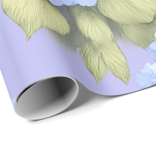 Blue Hydrangea Floral Wrapping Paper Cadeaupapier (Rol Hoek)