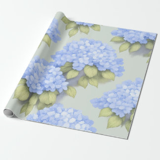 Blue Hydrangea Floral Wrapping Paper Cadeaupapier