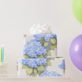 Blue Hydrangea Floral Wrapping Paper Cadeaupapier