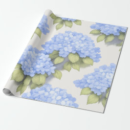 Blue Hydrangea Floral Wrapping Paper Cadeaupapier
