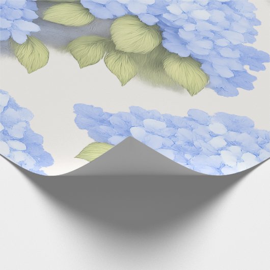 Blue Hydrangea Floral Wrapping Paper Cadeaupapier (Hoek)
