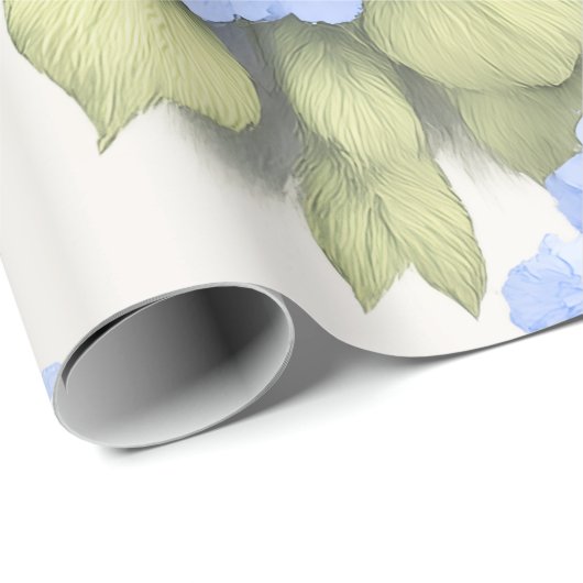 Blue Hydrangea Floral Wrapping Paper Cadeaupapier (Rol Hoek)