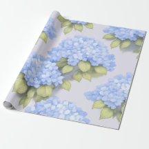 Blue Hydrangea Floral Wrapping Paper