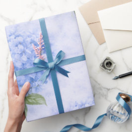 Blue Hydrangea Floral Wrapping Paper Cadeaupapier