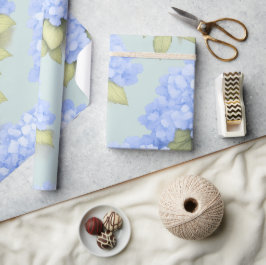 Blue Hydrangea Floral Wrapping Paper Cadeaupapier