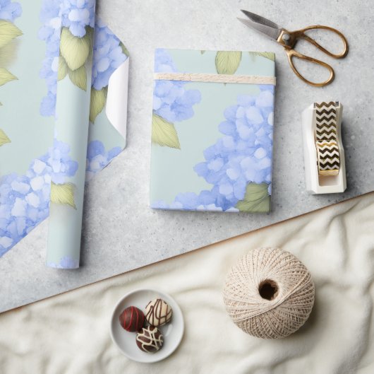 Blue Hydrangea Floral Wrapping Paper Cadeaupapier (Crafts)
