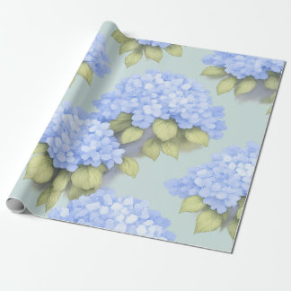Blue Hydrangea Floral Wrapping Paper Cadeaupapier