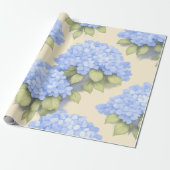 Blue Hydrangea Floral Wrapping Paper Cadeaupapier (Uitgerold)