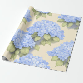 Blue Hydrangea Floral Wrapping Paper Cadeaupapier