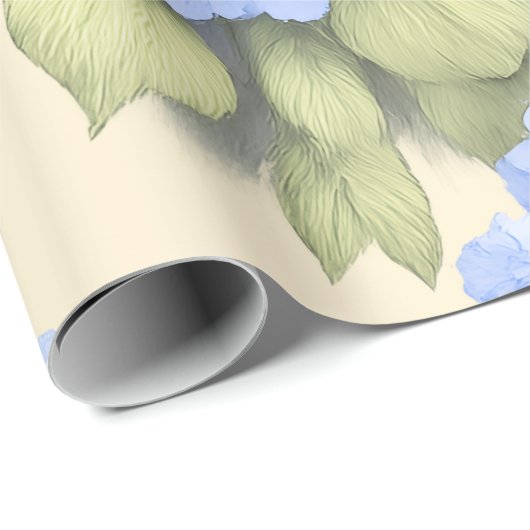 Blue Hydrangea Floral Wrapping Paper Cadeaupapier (Rol Hoek)