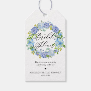 Blue Hydrangea Floral Wreath Vrijgezellenfeest Cadeaulabel