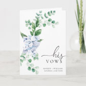 Blue Hydrangea Floral Zijn Vows Wedding Kaart (Voorkant)