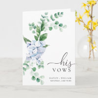 Blue Hydrangea Floral Zijn Vows Wedding Kaart