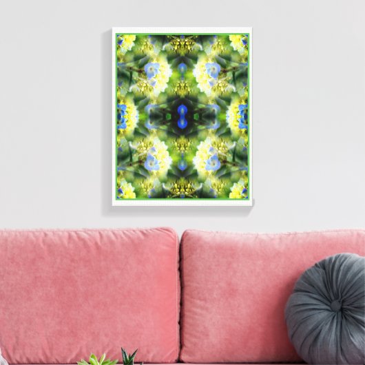 Blue Hydrangea Flower Abstract Canvas Afdruk (Insitu (Woonkamer))