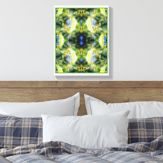 Blue Hydrangea Flower Abstract Canvas Afdruk (Insitu (Slaapkamer))