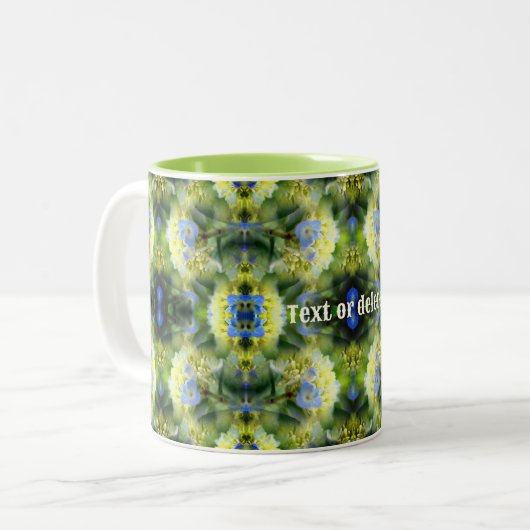 Blue Hydrangea Flower Abstract gepersonaliseerd Tweekleurige Koffiemok (Voorkant links)
