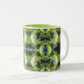 Blue Hydrangea Flower Abstract gepersonaliseerd Tweekleurige Koffiemok (Voorkant rechts)