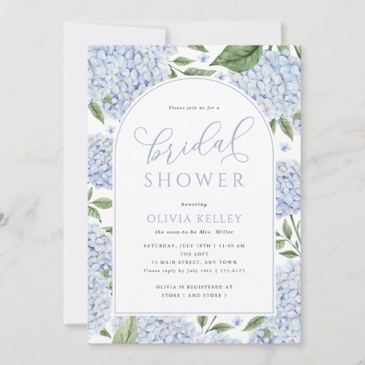 Blue Hydrangea Flower Arch Vrijgezellenfeest Kaart (Voorkant)